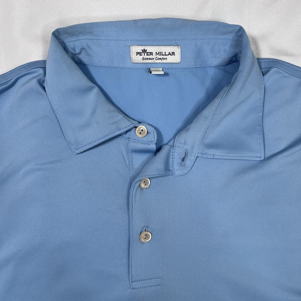 Peter Millar Men's Large Summer Comfort Polo Golf Shirt Carlton Woods Light Blue